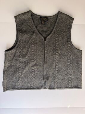 2/$40 Requirements Gray Cable Knit Zip Front 100% Wool Vest XL